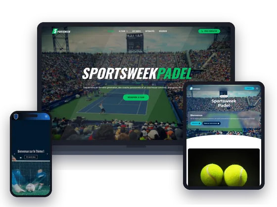 Un site de club Sportsweek sur ordinateur, tablette et téléphone